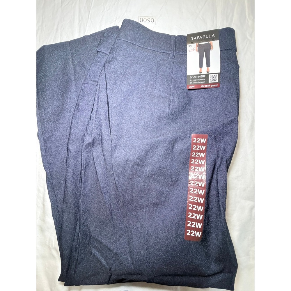 Rafaella Womens Plus 22W Navy Blue Stretch Pants Straight Leg Functional Pockets